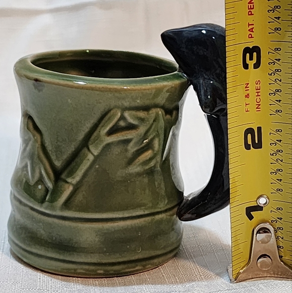 Glazed Pottery with Bamboo Design and Dolphin Handle Tealite Candle Holder - Picture 8 of 8